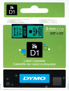 Taśma DYMO D1 9mm x 7m Zielona / Czarny nadruk S0720740 40919