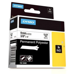 Taśma Dymo RHINO poliestrowa trwała Biała 9mm 18482