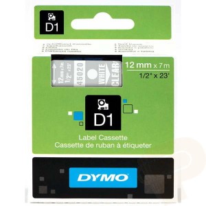 Taśma DYMO D1 12mm x 7m Przeźroczysta / Biały nadruk S0720600 45020