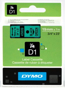 Taśma DYMO D1 19mm x 7m Zielona / Czarny nadruk S0720890 45809