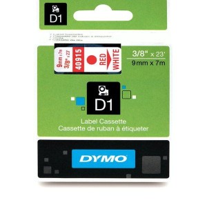 Taśma DYMO D1 9mm x 7m Biała / Czerwony nadruk S0720700 40915