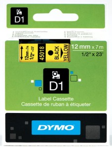 Taśma DYMO D1 12mm x 7m Żółta / Czarny nadruk S0720580 45018