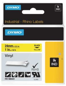 Taśma DYMO RHINO winylowa 24mm Żółta / Czarny nadruk 1805431