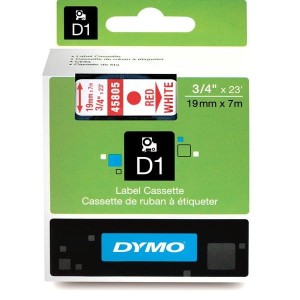 Taśma DYMO D1 19mm x 7m Biała / Czerwony nadruk S0720850 45805
