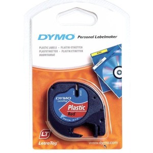 Taśma Dymo LetraTag 12mm/4m - plastikowa, czerwona S0721630 59424